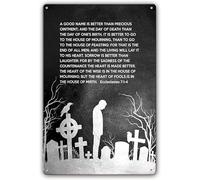 Ecclesiastes 7:1-4 Metal Sign Bible Verses Wall Decor Scripture Art Prints Man Cave Bar Signs Paintings For Bedroom Contemporary Women Decorations Tin 12x16 Inch