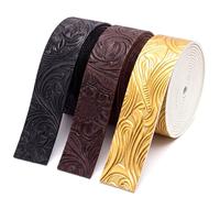 Eccliy 1 Inch 3 Pack Embossed Faux Leather Strips for Crafts 2 mm Thickness 78.7 Inches Long Leather Straps Vintage Western Bump Texture for DIY Belt Tooling Earrings Bows Projects (Lustrous)