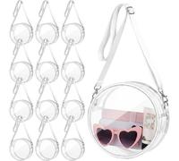 Eccliy 12 Pcs Clear Circle Crossbody Bag Bulk Stadium Approved Clear Purse Round PVC Shoulder Messenger Bag Adjustable Strap