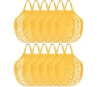 Eccliy 12 Pcs Reusable Mesh Grocery Bags Portable Cotton Produce Containers Washable Net Mesh Tote Bag Handle String Shopping(Yellow)