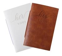 Eccliy 2 Pcs Wedding Vow Books His and Hers Vow Books Vow Notebook for Wedding Vows Journal Wedding Day Officiant Book 5.9 x 3.9 Inch, Bridal Shower, Wedding Keepsake, 50 Pages/Pcs (White, Brown)