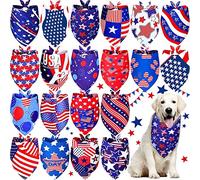 Eccliy 20 Pcs 4th of July Dog Bandanas for Pets Memorial Day Dog Bandanas Gifts Independence Day Pet Scarf Washable Triangle Bibs American Flag Patriotic Adjustable Pet Kerchief for Cat