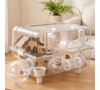 Eccliy 9 in 1 Clear Acrylic Hamster Cage with All Accessories, 17.32 × 11.61 × 11.81 Inch Dwarf Hamster House, Magnetic Connection Small Pet Enclosure, Garden Style Mouse Cage for Pet Mice
