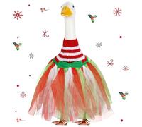 Eccliy Christmas Goose Outfit Set Red White Green Crochet Dresses with Gauze Handmade Xmas Porch Goose Costume for 23 High Cement Plastic Statue Christmas Party Outdoor Patio Yard Lawn Art Decoration