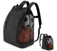 Eccliy Heavy Duty Mesh Equipment Ball Bag, Extra Large Soccer Ball Bag Adjustable Shoulder Strap and Pocket for Coach, Mesh Sport Backpack for Soccer Basketball Football Volleyball & Sports Equipment