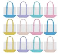 Eccliy Mini Canvas Tote Bags Sublimation Small Tote Shopping Bag with Pocket Handle Blank Heavy Duty Reusable Canvas Pack, Pastel Color, 13" X 11" X 6"