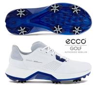 ECCO 2025 G5 MENS GORE-TEX LEATHER SPIKED GOLF SHOES - WHITE / BLUE DEPTHS