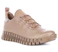 Ecco Gruuv W Dritan Nappa Fluidform Elastic Womens Trainer In Taupe UK 4 - 9