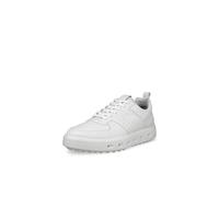 (UK 8-8.5, White) Ecco Mens 2025 Street 720 Leather Waterproof Hybrid Spikeless Golf Shoes