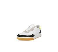 ECCO Men's Street Court Lace Sneaker, Peat/White/Lime Punch, 7/7. 5 UK