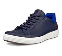 Ecco Shoes Soft 7 Mens Blue Soft Leather Wide Dual Fit Trainers Size UK 8-11.5