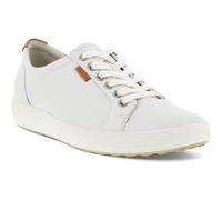 Ecco Shoes Soft 7 Womens Ladies White Leather Lace Up Shoes Trainers Size UK 4-8