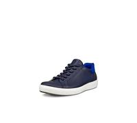 Ecco Shoes Soft 7 Mens Blue Soft Leather Wide Dual Fit Trainers Size UK 8-11.5