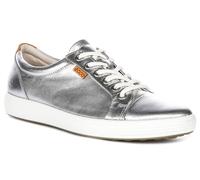 ECCO Womens Soft 7 430003 Nubuck Metallic Silver Trainers 7.5 UK