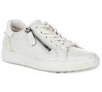 ECCO Soft 7 Lace Zip WHITE LEATHER Womens trainers 490553-50696 in a Plain Full grain leather in Size 38