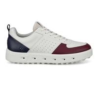 (UK 10, Dark Ruby/White/Marine) Ecco Mens 2026 Street 720 Leather Waterproof Hybrid Spikeless Golf Shoes