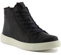 Ecco Street Tray K Junior High Top Leather Unisex Trainers In Navy Size UK 3- 7