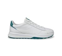 (UK 7.5, White/Baygreen) Ecco Mens 2026 Street Vibe Lace Up Waterproof Spikeless Leather Golf Shoes
