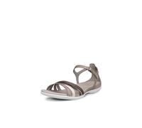 ECCO Women's Flash Leather Ankle Strap Sandal, Moon Rock/Dark Clay/Pure Cashmere/Ice White, 4-4.5