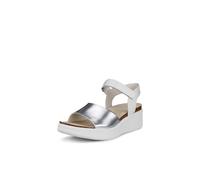 ECCO Women's Flowt Wedge Cork Sandal, Pure Silver/White, 9-9.5