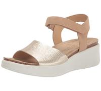 ECCO Women's Flowt Wedge Cork Sandal, Pure White Gold/Powder, 2/2.5 UK