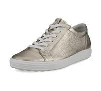 ECCO Womens Soft 7 430003 Full Grain Leather Pure White Gold Trainers 8-8.5 UK