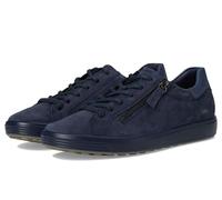 ECCO Women's Soft 7 Side Zip Lace Sneaker, Marine Nubuck/Greystone Metallic, 5/5.5 UK