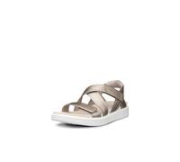 ECCO Women's Soft Cross Strap Sandal, Pure Cashmere Metallic, 9-9.5