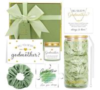 EccoCove 6 Pcs Godmother Proposal Gift Set - Will You Be My Godmother? Card, Acrylic Puzzle, Soy Wax Candle, Hair Tie, Adjustable Bracelet & Tumbler - Godparents & Madrina Proposal Gift（Green）