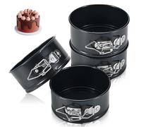 ECCOGREAT 10cm Springform Pans Set, 4 Pack Non-Stick Cheesecake Pan, Leakproof Round Cake Pan, Removable Bottom Baking Pans, for Mini Cake, Pizzas and Quiches, Cheesecakes