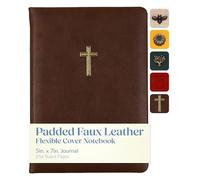 Eccolo Blank Lined Journal Notebook with Cross Emblem, 256 Ruled Pages, Padded Fabric Hardcover (Brown, 5x7 inches)