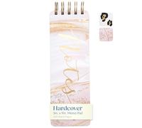 Eccolo Spiral Memo List Pad, Sturdy Covers, 3x8.5", 300 Pages, Pink Marble