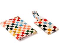 Eccolo Travel Passport Cover Holder And Luggage Tag Set, Card And Passport Holder for Women, Gift Boxed, Checkered Future (5.5x4 inches), Checkered Future, OneSize, Passport Cover With Luggage Tag