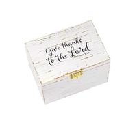 Eccolo Wooden Keepsake Box with Prayer Cards, Gift Set Includes Decorative Prayer Box and 50 Designed Note Cards, Wooden Chest Ideal for Home Decor, “Give Thanks” (Rustic White, 4x5.5x3.75 Inches)