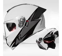 ECE Certified Flip Up Front Motorcycle Motorbike Modular Helmet Motocross Helmet for Men and Women with Double Visor Full Face Helmet for Adults A,One size 54-61cm