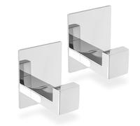 ECENCE 2X Stainless Steel Towel Holders, Chrome Coat Hooks, Wall-Mounted for Bathroom, Kitchen, No Drill