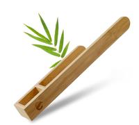 ECENCE Bamboo Wood Self-Adhesive Towel Bar - 38.5cm Nature Guest Bathroom Shower Towel Rail