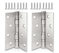 ECENCE Door Hinges 2 Pieces, 3,92inch Door Hinge, Fitting, 4-Way Steel-Ball Mounted, Hinges for Wood Stainless Steel 201, Material Thickness 2.5 mm + Screws, for Solid Doors