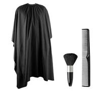 ECENCE Hairdressing Cape with Neck Brush Comb and Hook Fastener Black | Professional barber cape set with neck brush and comb, suitable for haircutting and styling at home or in the salon