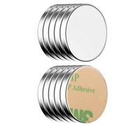 ECENCE Neodymium Disc Magnets - Self Adhesive - Round - NiCuNi Coated - 0.71x0.08inch - Pack of 10