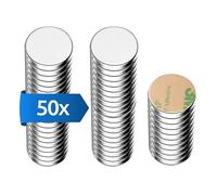 ECENCE Neodymium magnets 50 - round self-adhesive stick-on Small Magnets - 8x1mm - NiCuNi coating - disc magnet