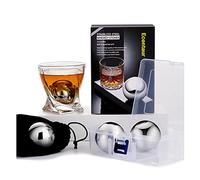 Ecentaur Large Whiskey Stones Stainless Steel Metal Ice Cube Reusable Balls 2.2" Gift Set for Men Chilling Drinks Set of 4