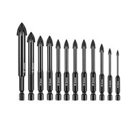 Ecenter Drill Set - Cross Tile Drill Carbide Hex | Industrial Carbide Drilling Tip | Rusty Drill Tool Set