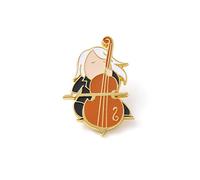 ECER Safety Pin Brooch Pin Broach Badge Brooch Lapel Pin Symphony Orchestra Brooch Black Pipe Small Cello Musical Instrument Badge Music Player Gift Niche Badge,Self-Locking Pin_Cello Player