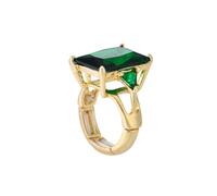 Ecesha 14K Gold Radiant Cut Cubic Zirconia Gemstone Chunky Adjustable Stretch Engagement Rings Jewelry for Women Formal Prom Cocktail Costume, Adjustable(7.5#-9#), Zinc Cubic Zirconia, Cubic Zirconia