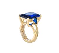 Ecesha 14K Gold Radiant Cut Cubic Zirconia Gemstone Chunky Adjustable Stretch Engagement Rings Jewelry for Women Formal Prom Cocktail Costume, Adjustable(7.5#-9#), Zinc Cubic Zirconia, Cubic Zirconia