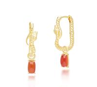 ECFEW™ Carnelian Snake Dangle Hoop Earrings in Gold Plated Sterling Silver
