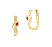 ECFEW™ Carnelian Snake Hoop Earrings in Gold Plated Sterling Silver