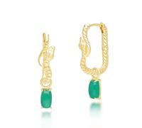 ECFEW™ Chalcedony Snake Dangle Hoop Earrings in Gold Plated Sterling Silver