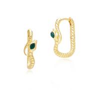 ECFEW™ Chalcedony Snake Hoop Earrings in Gold Plated Sterling Silver
